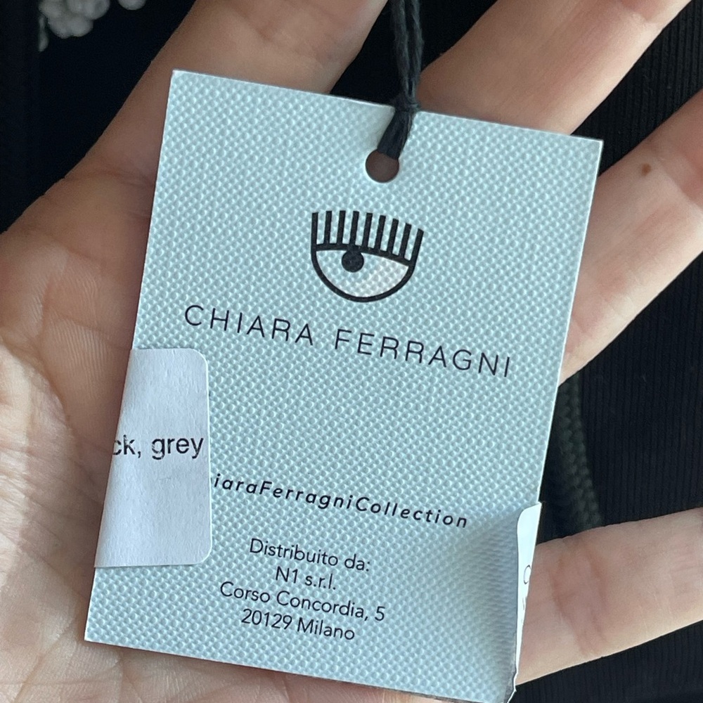 Chiara Ferragni NWT Black Cropped Hoodie with Flirting Beaded Wink Detail - Picture 6 of 14
